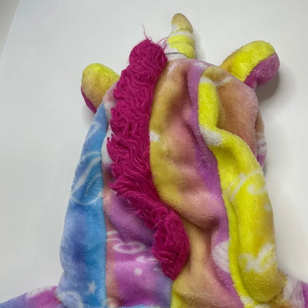 Rainbow Unicorn Fleece Robe Kids 6-7Y With Matching Doll Robe Set